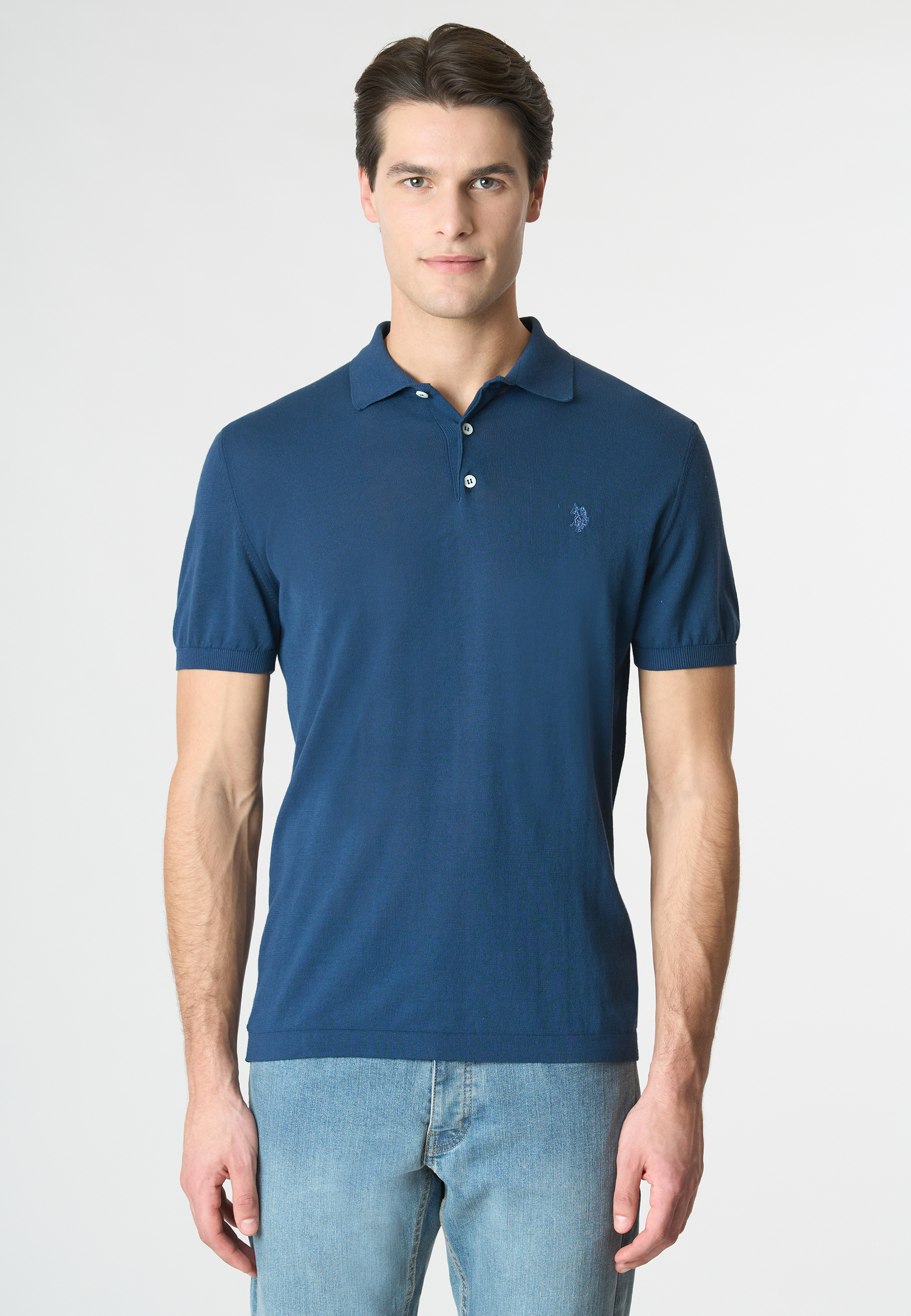 Polo shirt a maniche corte in cotone crepe