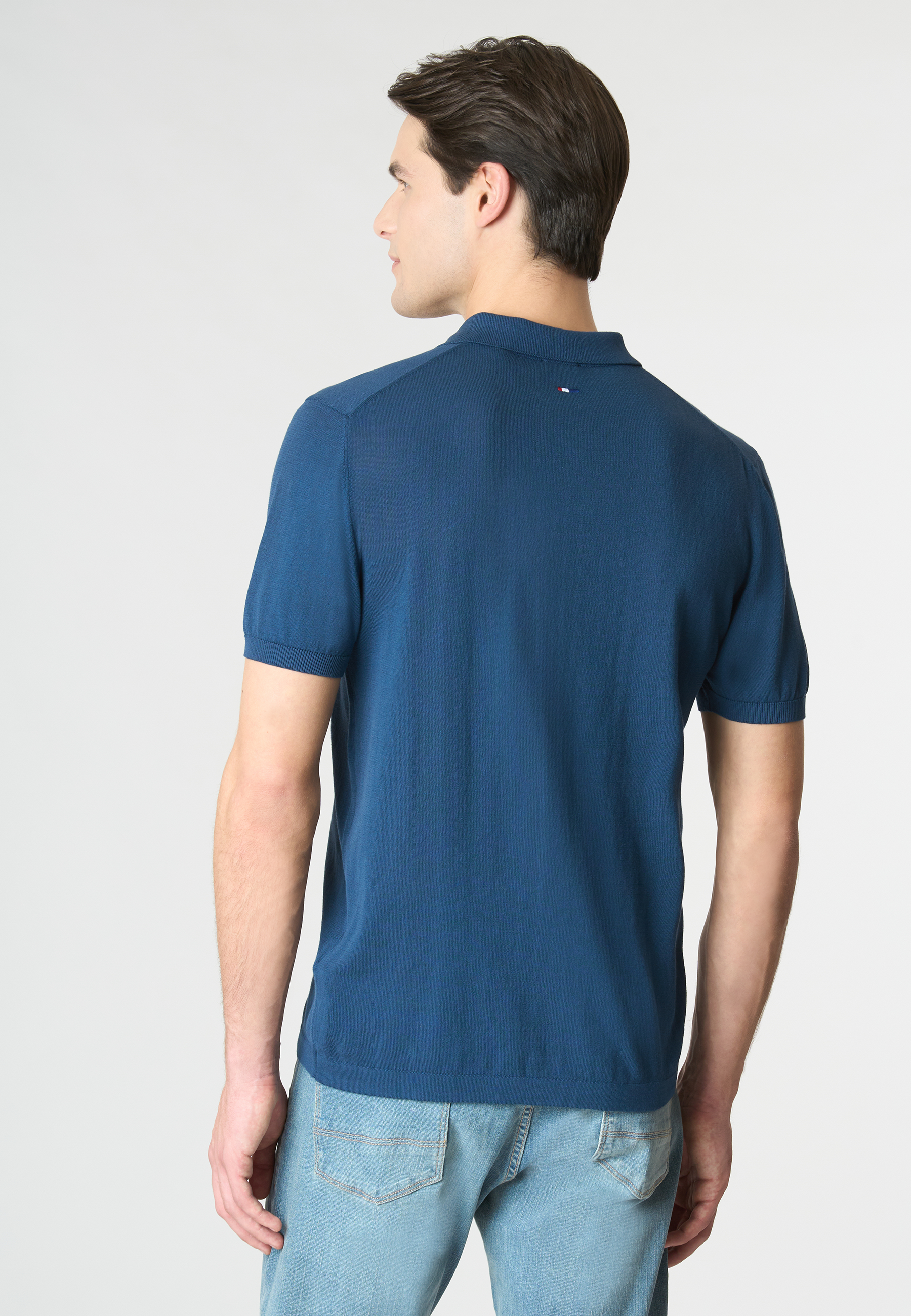 Polo shirt a maniche corte in cotone crepe
