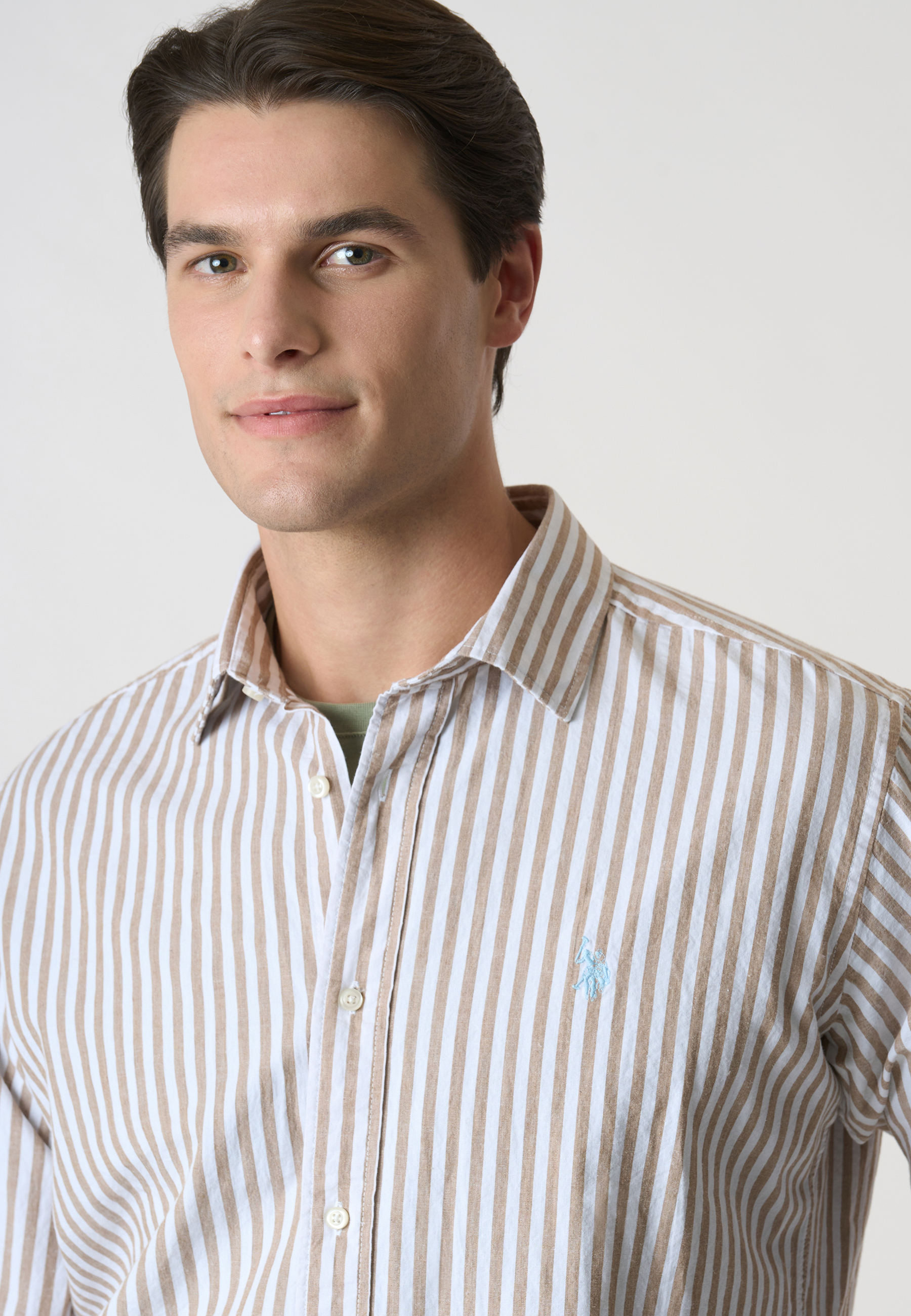 Camicia in misto cotone e lino con logo