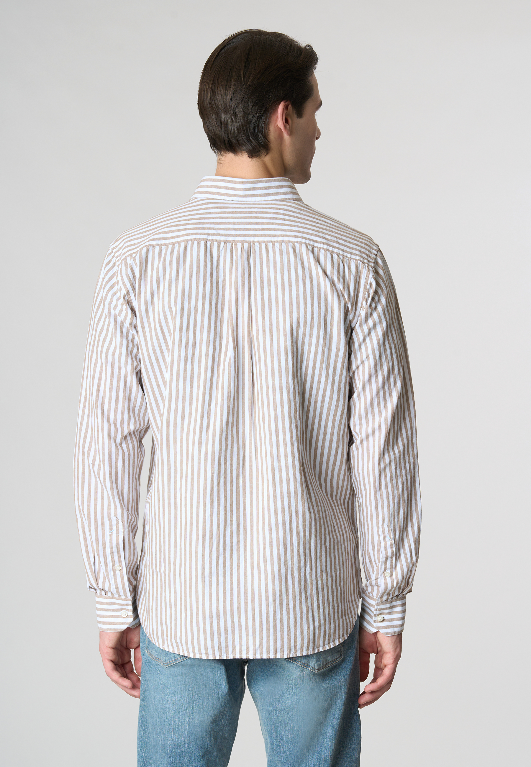 Camicia in misto cotone e lino con logo