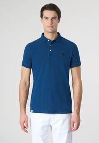 Polo shirt a maniche corte in cotone piquet indigo
