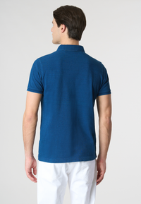 Polo shirt a maniche corte in cotone piquet indigo