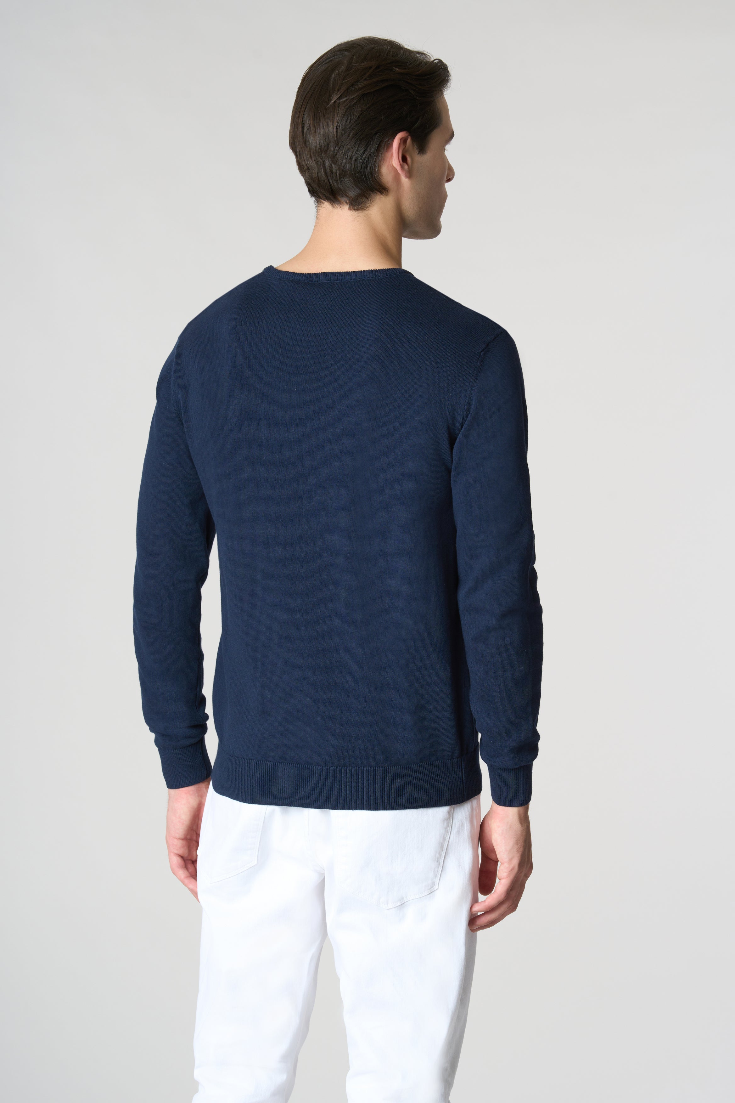 Maglia girocollo in cotone con logo ricamato
