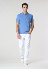 Polo shirt a maniche corte in cotone light con dettagli su maniche e colletto