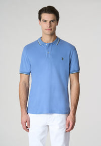 Polo shirt a maniche corte in cotone light con dettagli su maniche e colletto