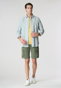 Camicia in misto cotone e lino con logo