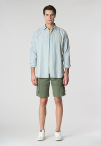 Pantaloni corti cargo in cotone twill stretch