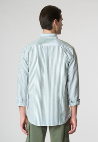 Camicia in misto cotone e lino con logo