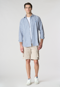 Camicia in misto cotone e lino con logo