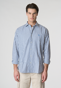 Camicia in misto cotone e lino con logo