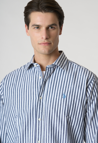 Camicia in misto cotone e lino con logo