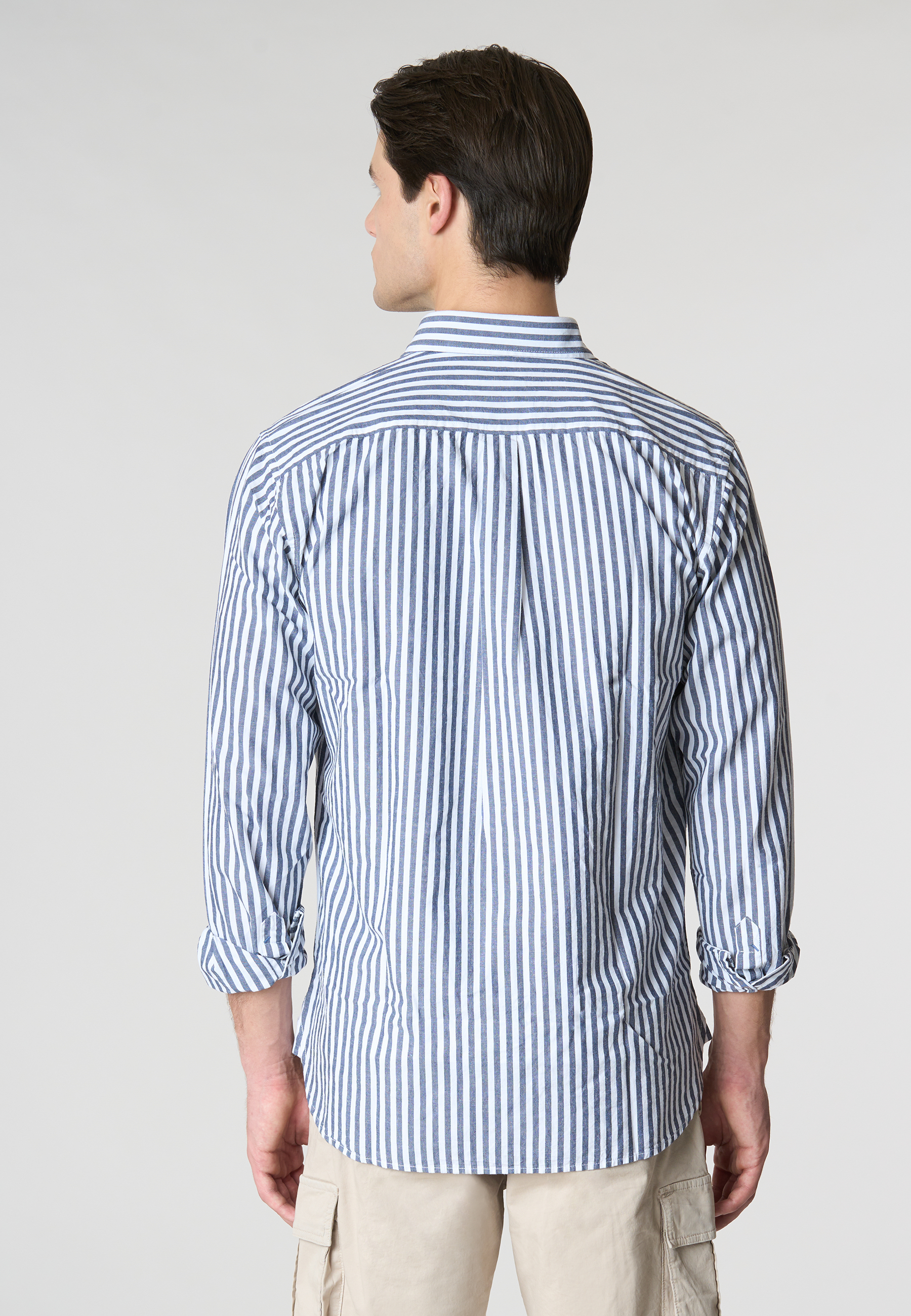 Camicia in misto cotone e lino con logo