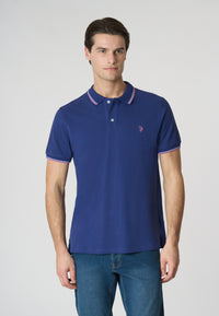 Polo shirt a maniche corte in cotone light con dettagli su maniche e colletto