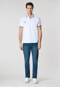 Polo a maniche corte "135th Anniversary" in cotone piquet con colletto e giromanica a coste