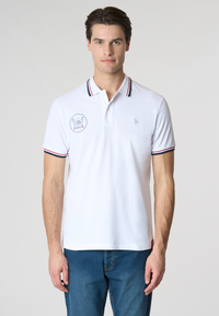 Polo a maniche corte "135th Anniversary" in cotone piquet con colletto e giromanica a coste