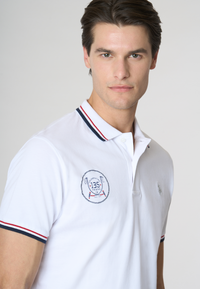 Polo a maniche corte "135th Anniversary" in cotone piquet con colletto e giromanica a coste