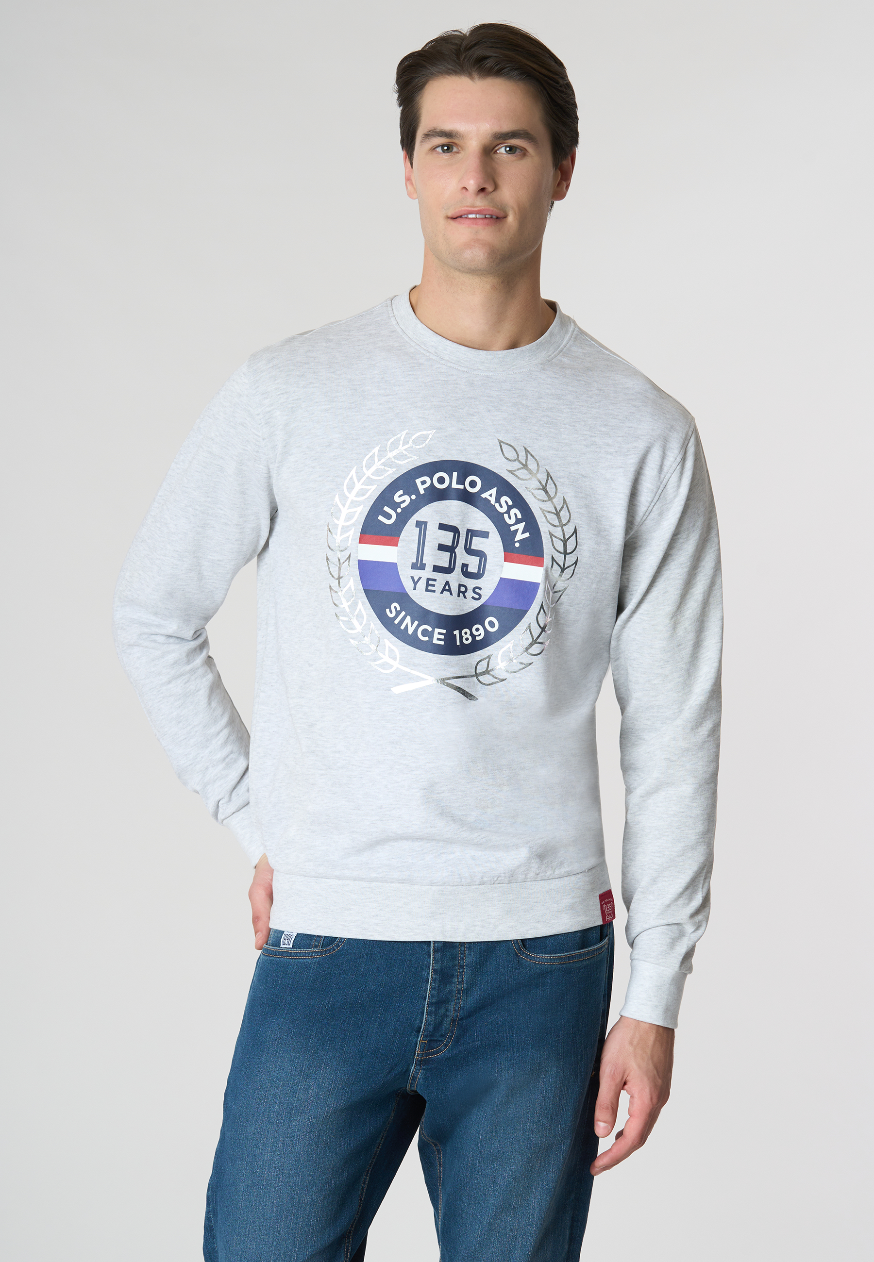 Felpa girocollo "135 years" in cotone melange