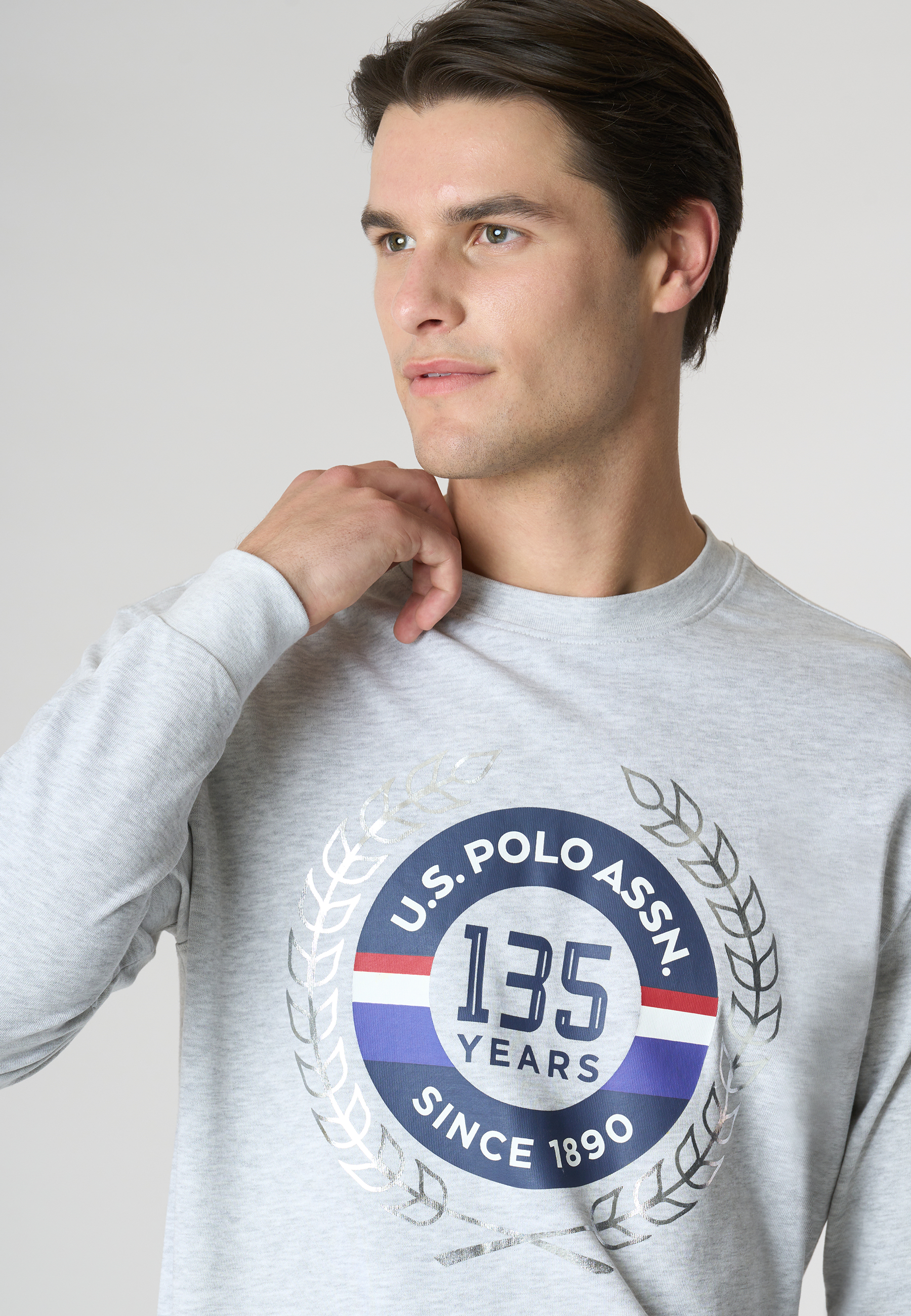 Felpa girocollo "135 years" in cotone melange