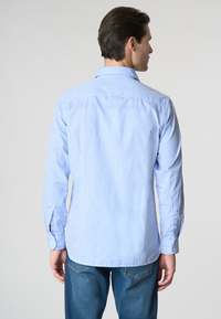 Camicia in cotone popeline a quadri slim fit con logo