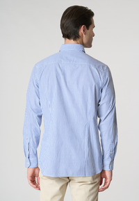 Camicia in cotone stretch popeline a righe slim fit con logo