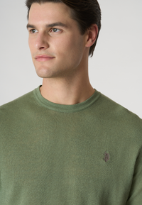 Maglia girocollo a maniche corte misto cotone organico e lino