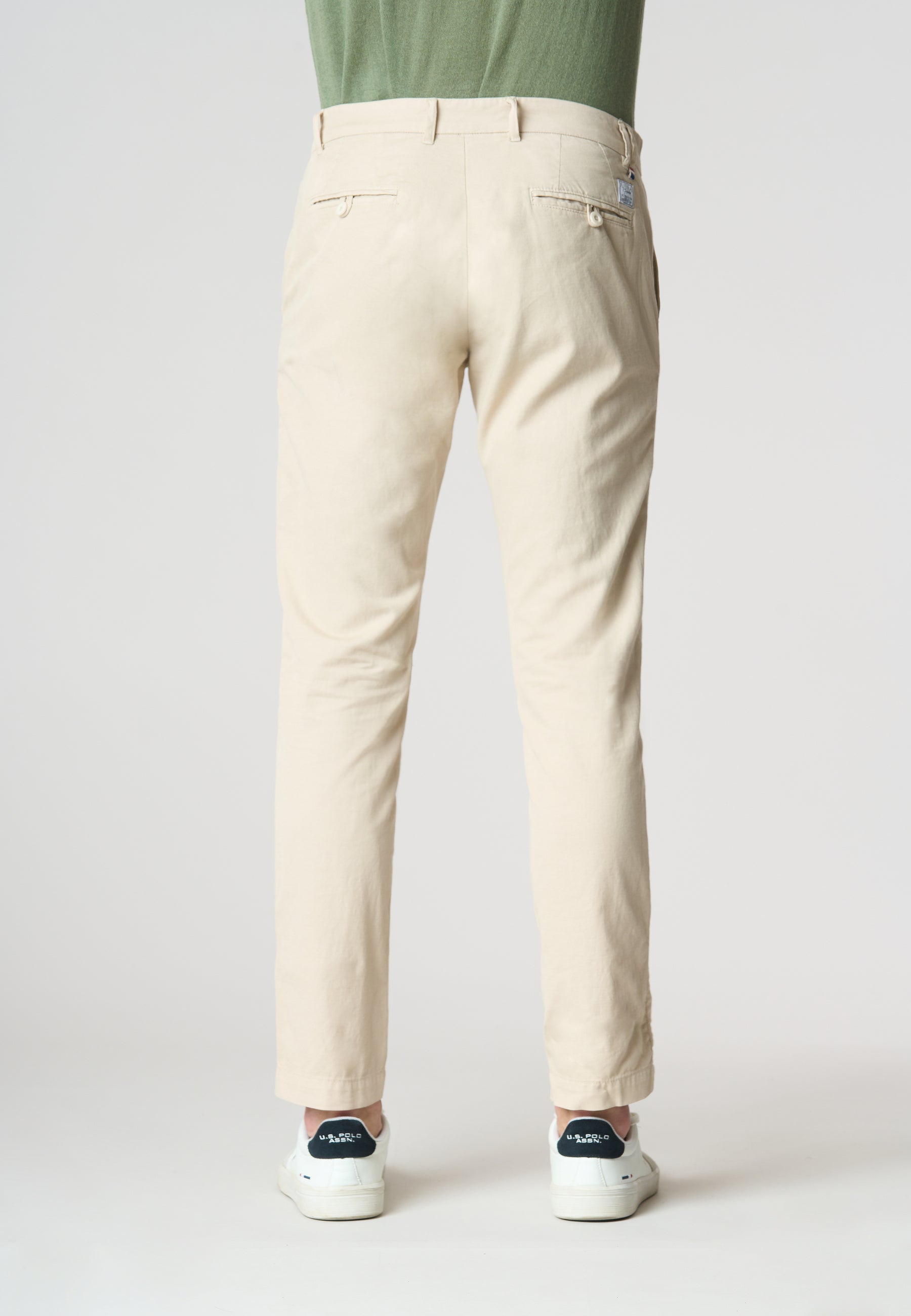 Pantalone chino in misto lino e cotone stretch