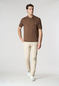 Pantalone chino in misto lino e cotone stretch