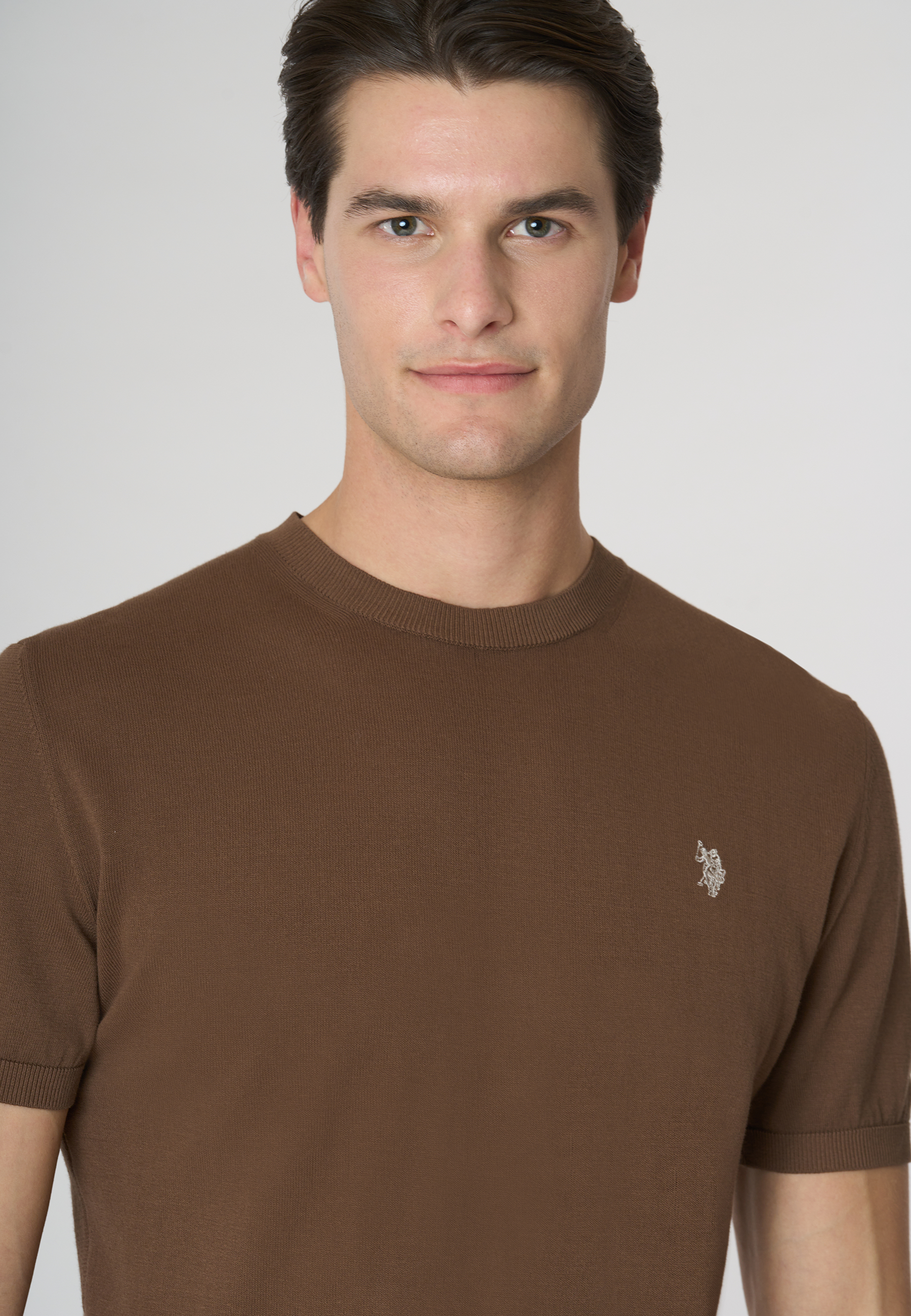 Maglia girocollo a maniche corte in cotone crepe