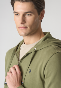 Felpa in cotone con cappuccio e chiusura zip