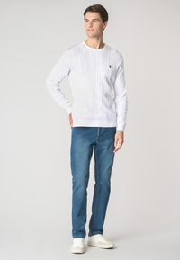 Maglia girocollo a treccia in cotone