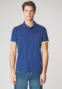 Polo shirt a maniche corte in cotone stretch con dettagli colorati