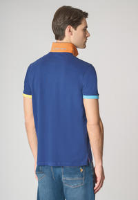 Polo shirt a maniche corte in cotone stretch con dettagli colorati