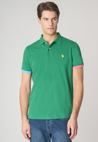 Polo shirt a maniche corte in cotone stretch con dettagli colorati
