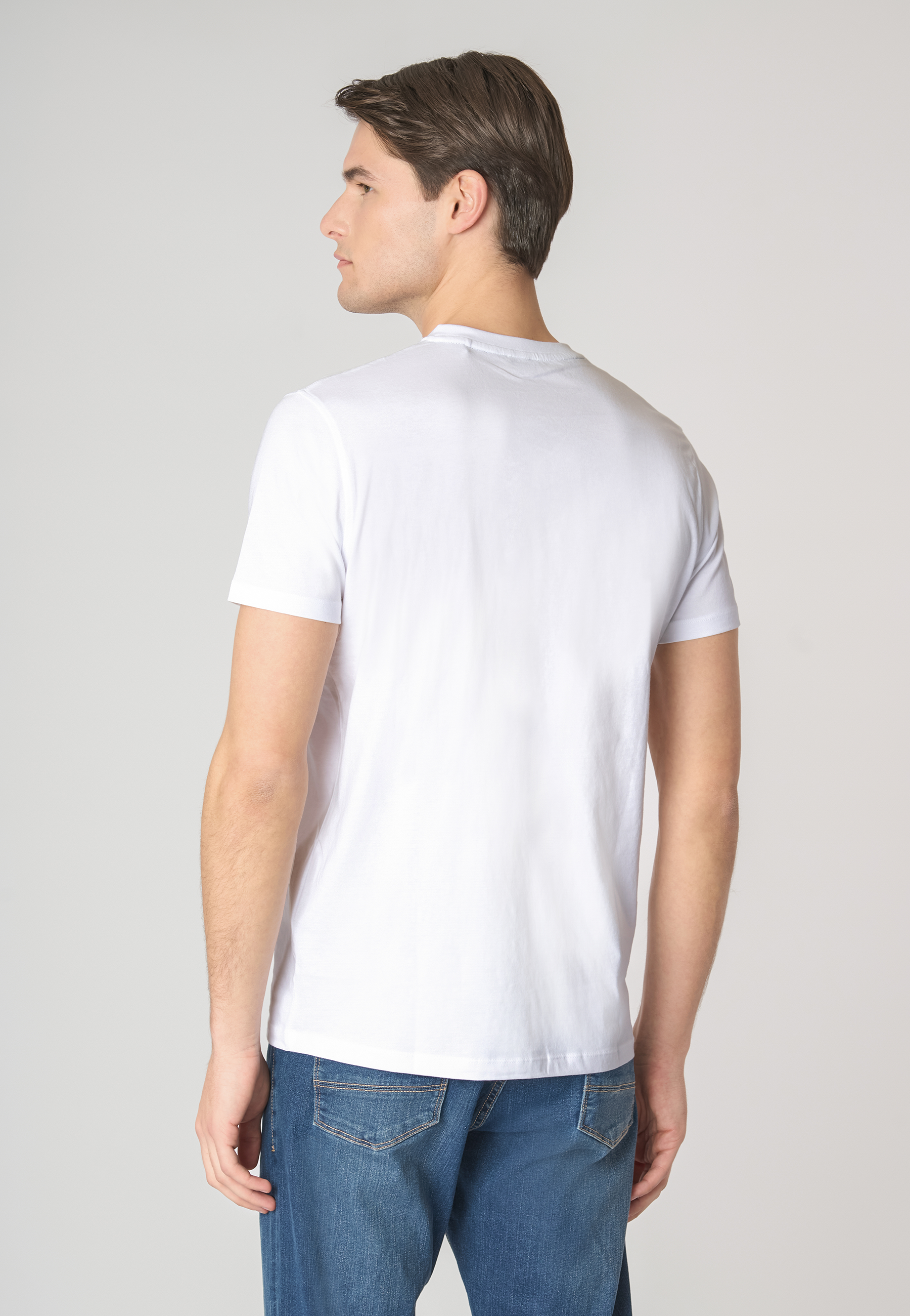 T-shirt a maniche corte con scollo a V in cotone con logo