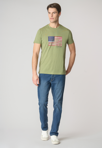 T-shirt a maniche corte in cotone con bandiera