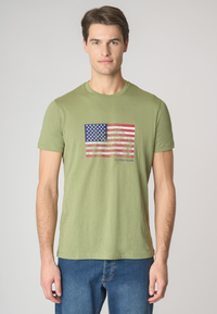 T-shirt a maniche corte in cotone con bandiera