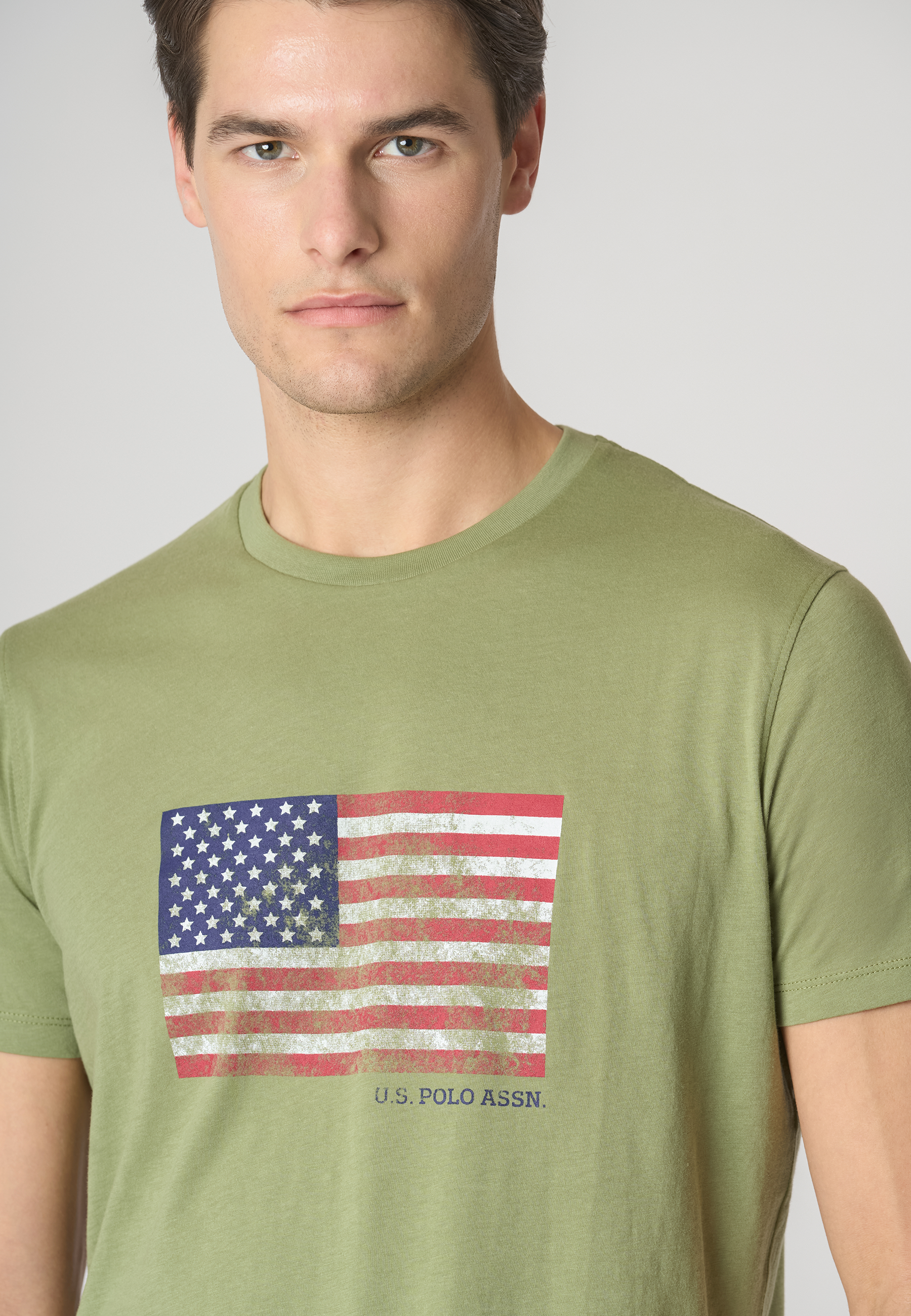 T-shirt a maniche corte in cotone con bandiera