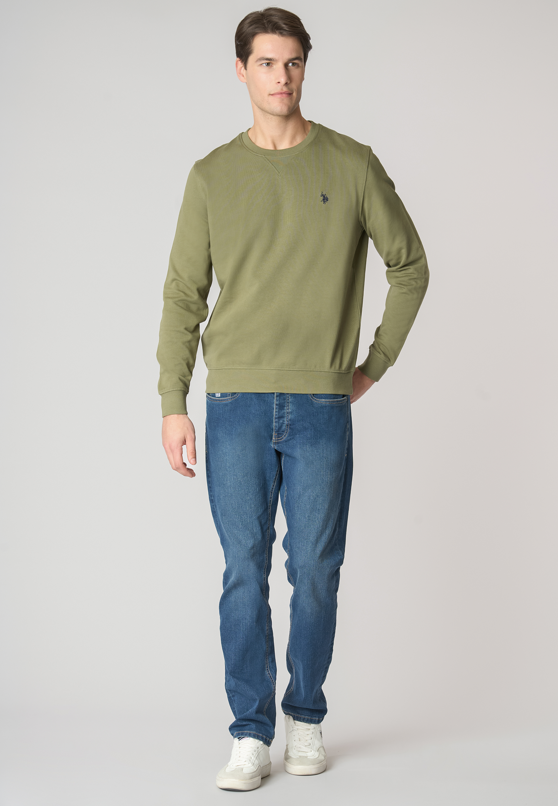 Felpa girocollo in cotone con logo