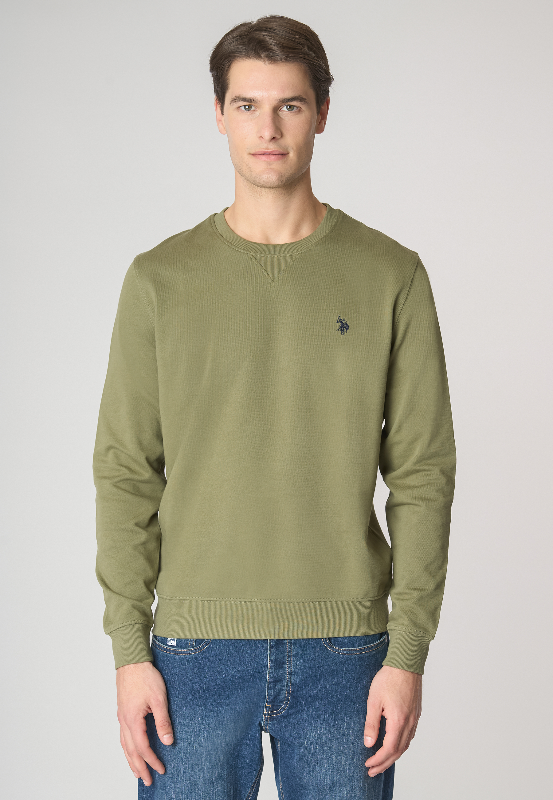 Felpa girocollo in cotone con logo