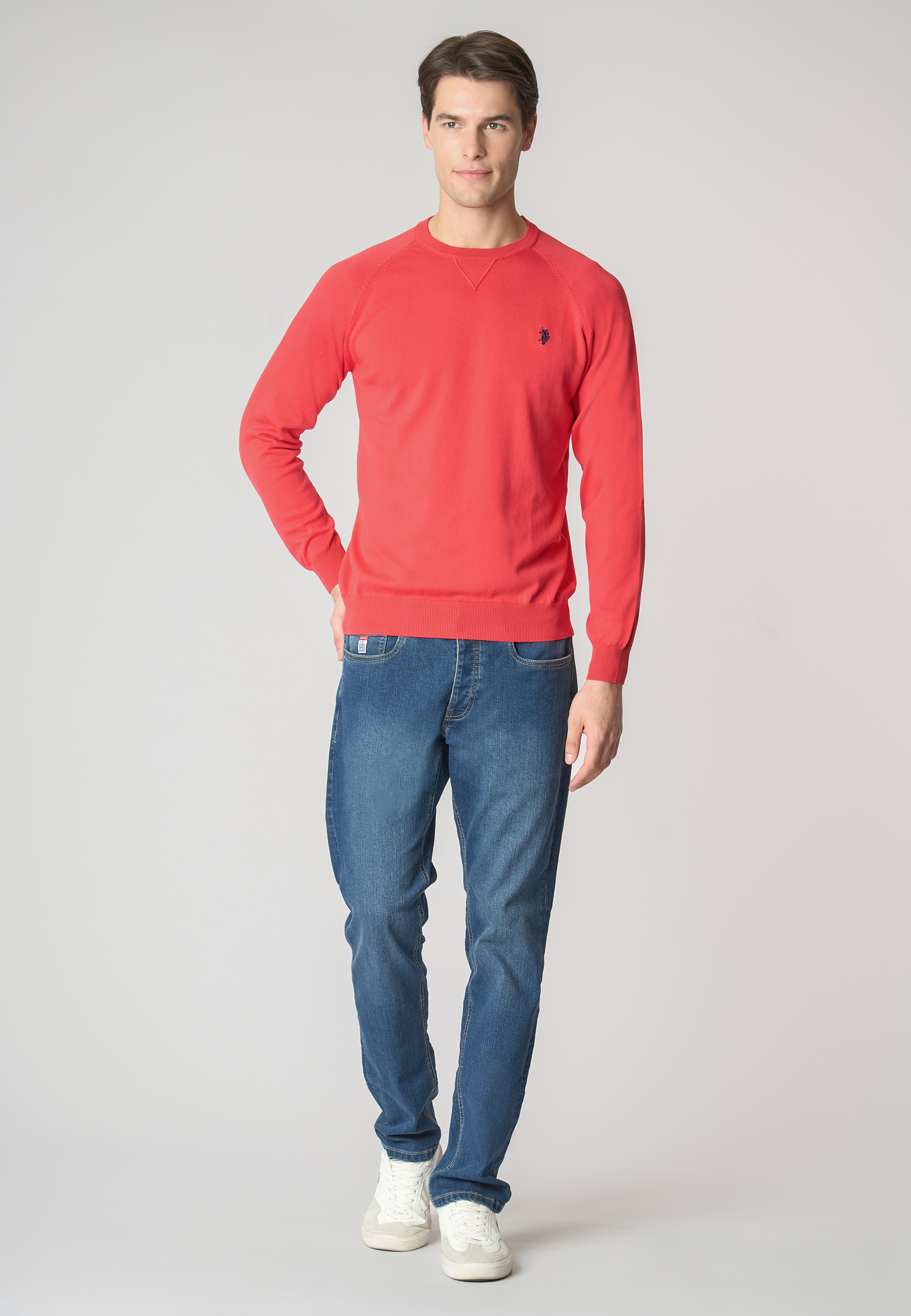 Maglia girocollo raglan in cotone