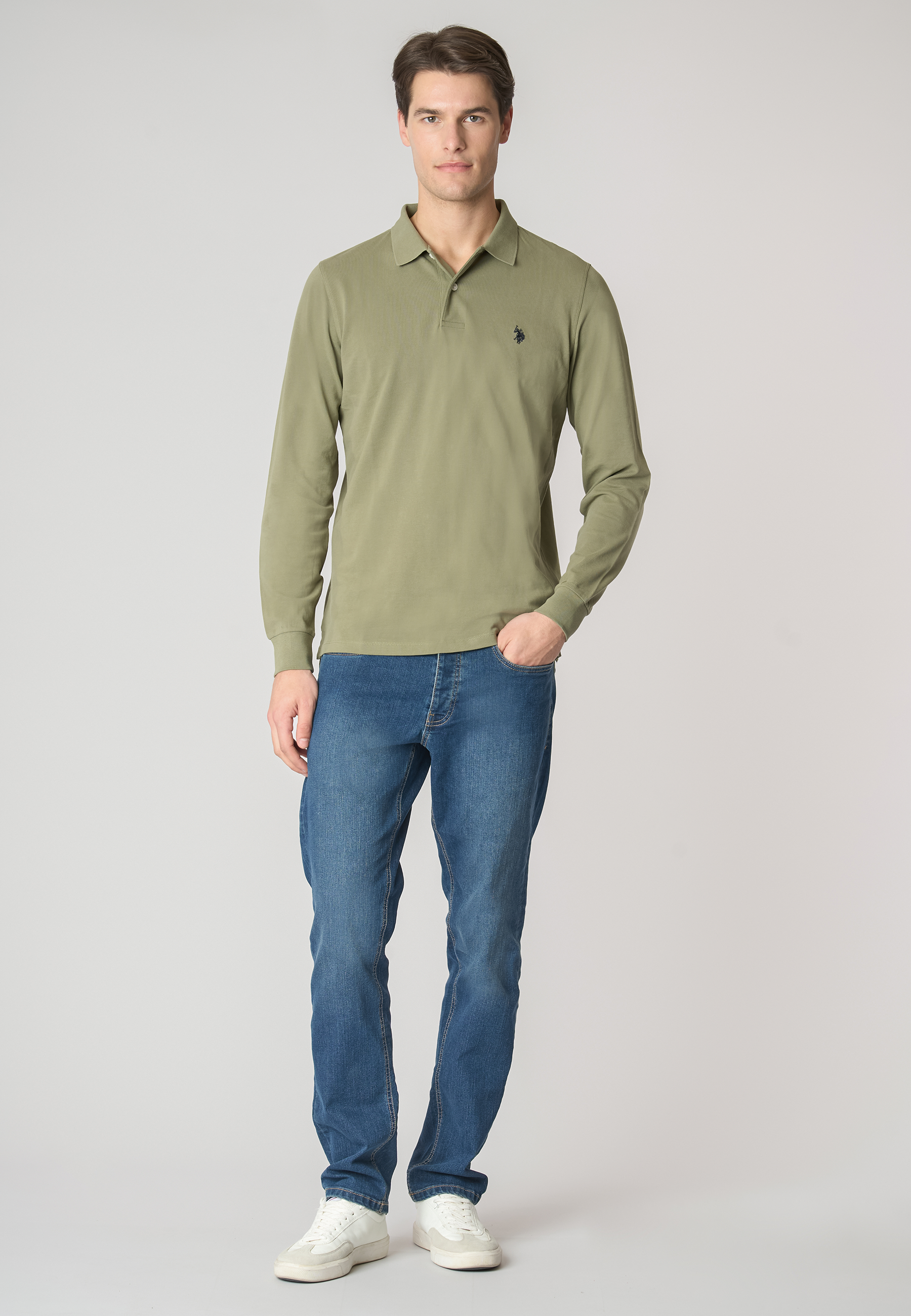 Polo shirt a maniche lunghe cotone piquet