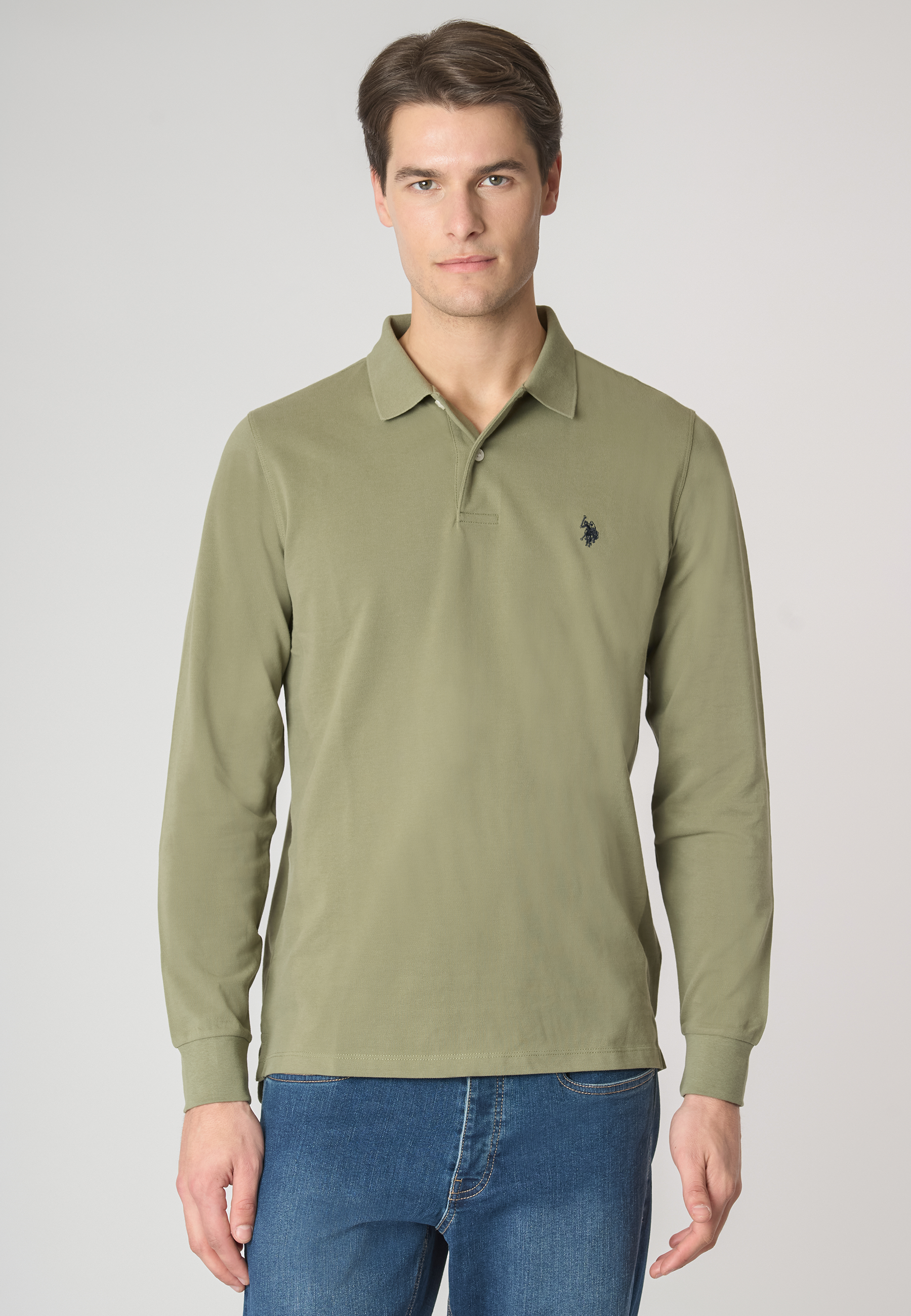 Polo shirt a maniche lunghe cotone piquet