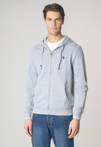 Felpa in cotone con cappuccio e chiusura zip