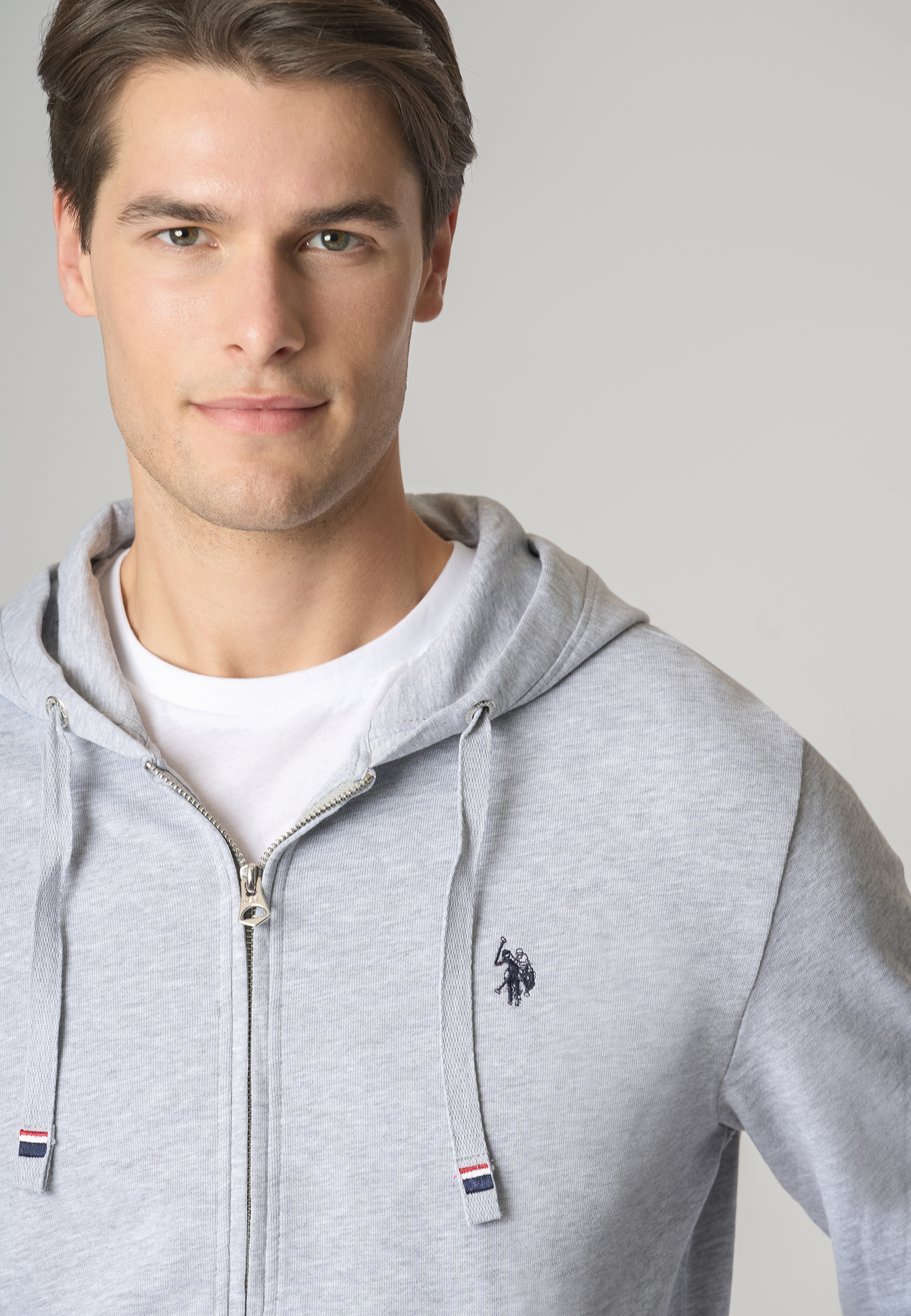 Felpa in cotone con cappuccio e chiusura zip