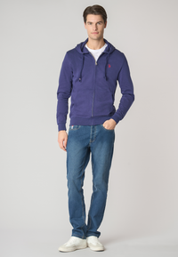 Felpa in cotone con cappuccio e chiusura zip