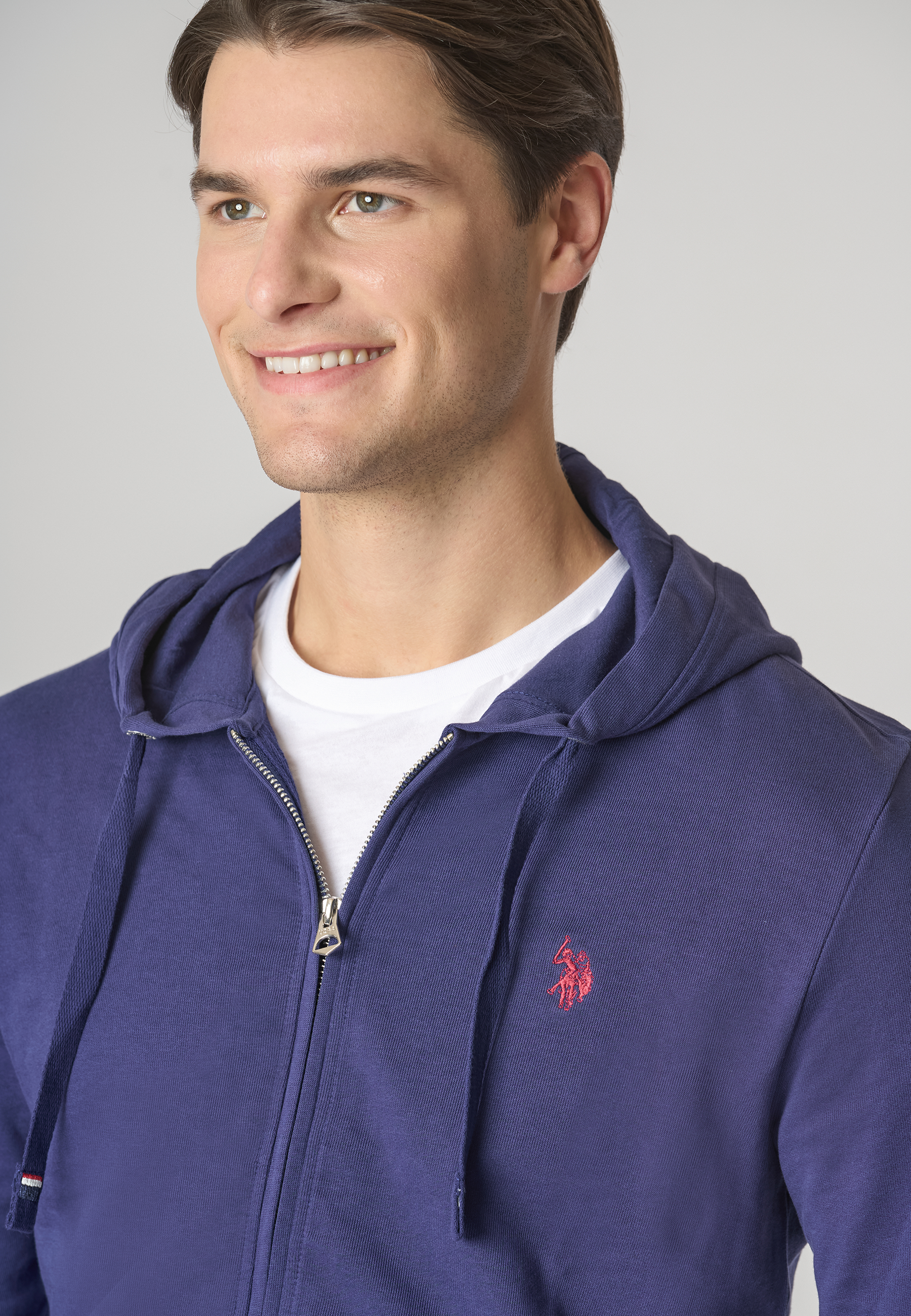 Felpa in cotone con cappuccio e chiusura zip