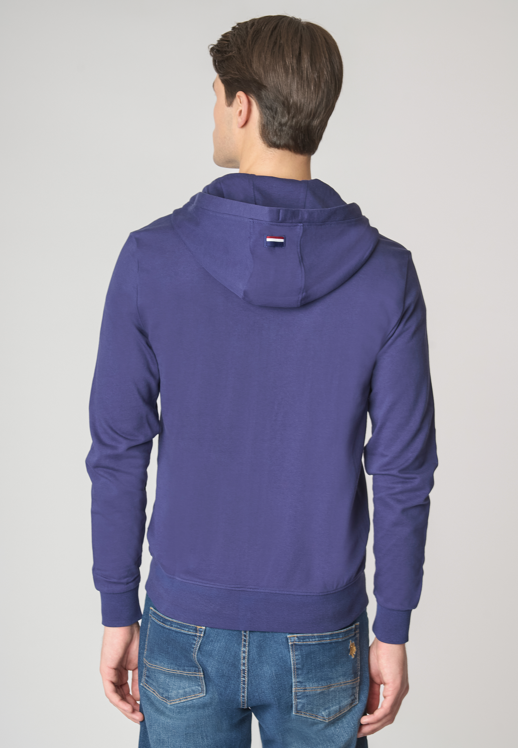 Felpa in cotone con cappuccio e chiusura zip