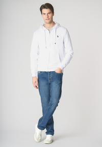 Felpa in cotone con cappuccio e chiusura zip