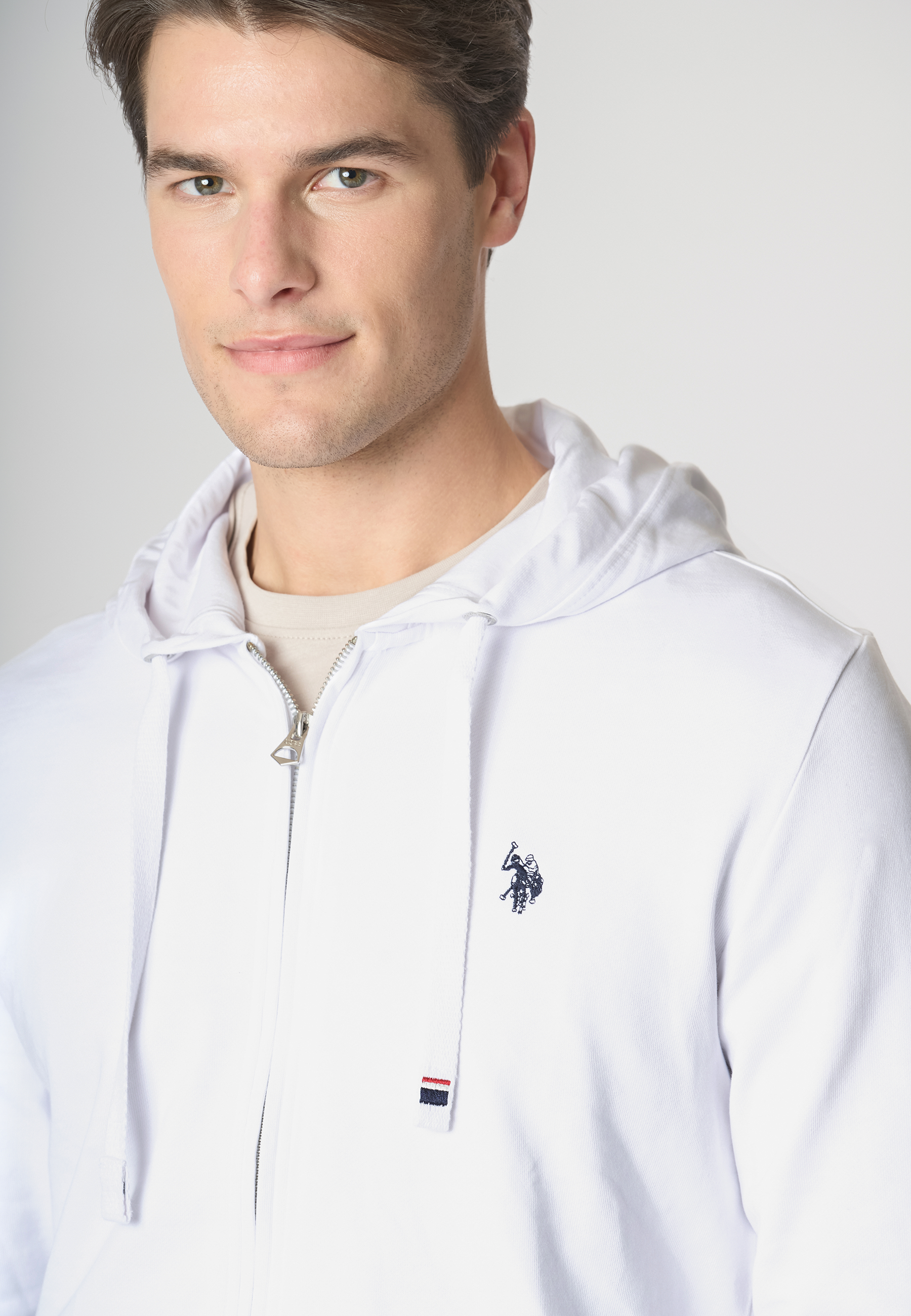 Felpa in cotone con cappuccio e chiusura zip