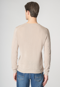 Maglia girocollo misto cotone e lino